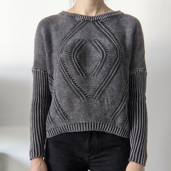 Two Tone Grey Drop Shoulder Knit in size XS - Picture 1 of 5